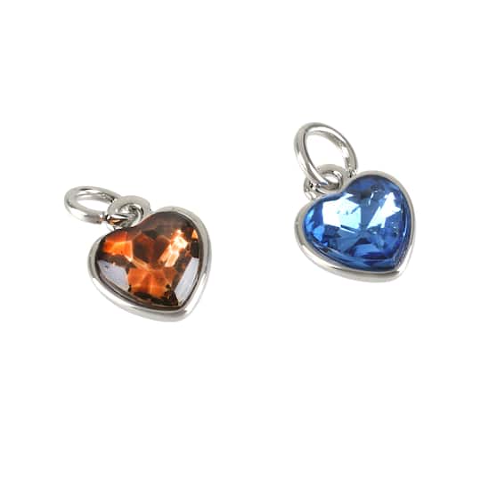 12 Packs: 12 ct. (144 total) Charmalong™ Rhodium Heart Charms by Bead Landing™